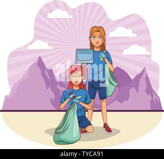 Reinigung Person avatar cartoon Charakter Stock Vektor