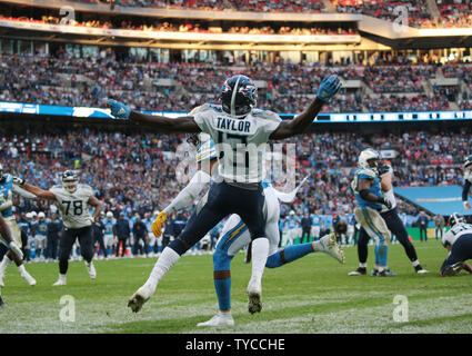 Tennessee Titans Wide Receiver Taywan Taylor die zwei Punkte Vorsprung in der NFL International Series Match gegen die Los Angeles Ladegeräte misse im Wembley Stadion, London am Sonntag, den 21. Oktober 2018. Los Angeles Ladegeräte schlagen Tennessee Titans 20 - 19. Foto von Hugo Philpott/UPI Stockfoto
