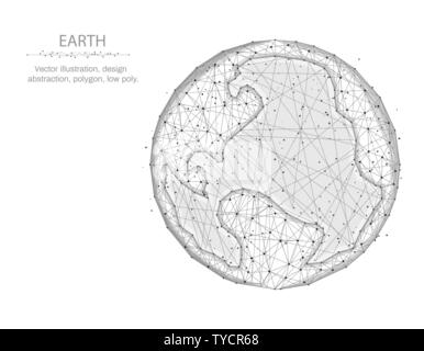 Erde Low-poly-Design, Planeten in polygonalen Stil, Globus Wire Frame Vector Illustration auf weißem Hintergrund Stock Vektor
