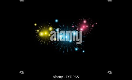 Glühende Feuerwerk. Bunte helle Feuerwerk vektor Sammlung Stock Vektor