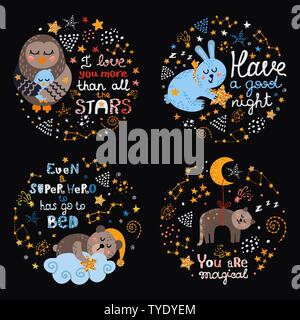 Satz von niedlich Poster für Babys Stock Vektor