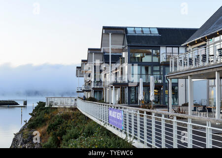 Resort Unterkunft bei Portavadie Marina am Loch Fyne in Argyll und Bute, Schottland, Großbritannien Stockfoto