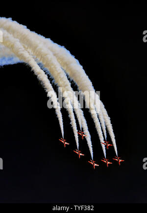 Die roten Pfeile in Torbay Air Show 2019 Stockfoto