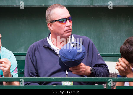 Ivan Lendl (Trainer, ehemaligen Tennisprofi) im Player, Brustbild, sitzt. sitzen, Tennis, Viertelfinale, 27 NOVENTI Open 2019 ATP World Tour am 21.06.2019 in Halle (Westf.)/Deutschland. | Verwendung weltweit Stockfoto