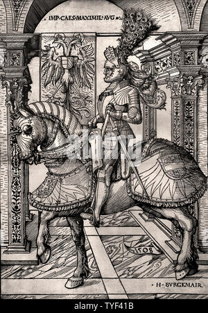 Kaiser Maximilian zu Pferd, Hans Burgkmair, 1473-1531, Deutsch, Deutschland, Stockfoto