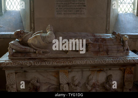 Edmund Brudenell Denkmal, Kirche St. Denys, Stonton Wyville, Leicestershire, England, Großbritannien Stockfoto