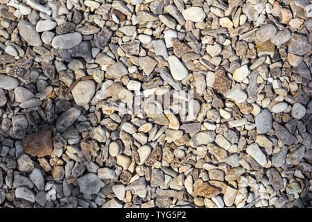 Naturstein Textur. Flusskiesel Hintergrund. Platz kopieren Stockfoto