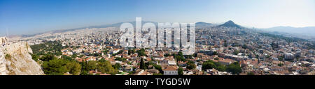 Athen Griechenland. Von der Akropolis Panoramablick über die Stadt. Stockfoto