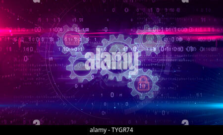 Datenmanagement Hologramm auf dynamische FUTURISTISCHEN Hintergrund. Modernes und futuristisches Konzept von Dateien, die Speicherung, Cyber Security, Computer und digitale p Stockfoto