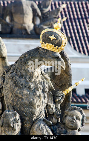 Hradcany. Die Prager Burg Eingang Detail mit Skulptur. Prag, Tschechische Republik. Stockfoto