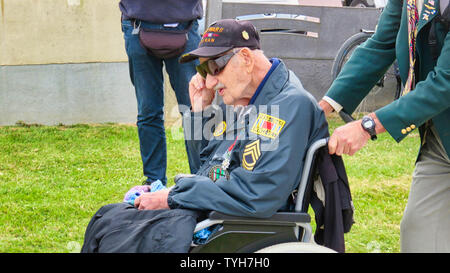 SAINTE MERE, Normandie, Frankreich - Juni 06., 2019. D Tag 75 Geburtstag der französischen Befreiung durch die alliierten Länder. Zeremonie, was amerikanische, britische, daran erinnern, Stockfoto