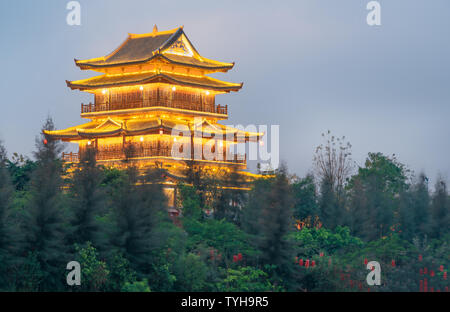 Nacht Pavillon Wenchang Bezirk, Konfuzius kulturelle Stadt, Suixi, Guangdong Stockfoto