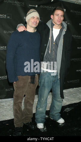 Regisseure und Drehbuchautoren Dito Monti (L) und Channing Tatum vor der Vorführung von ihren Film, einen Leitfaden zur Erkennung ihrer Heiligen, an der Racquet Club in New York City am 20. Januar 2006. (UPI Foto Roger Wong) Stockfoto