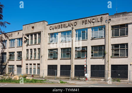 Verkommen ehemaliges ehemaliges Cumberland Pencils Bleistift-Fabrikgebäude Keswick Cumbria England Vereinigtes Königreich GB Großbritannien Stockfoto