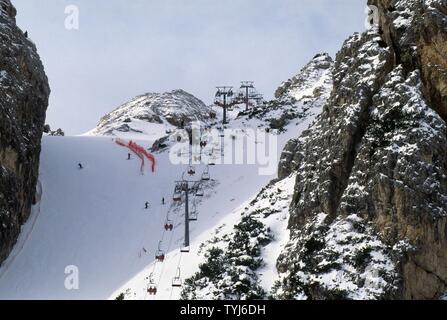 Cortina d'Ampezzo (Italien), die skipiste der "Olympia delle Tofane", die alpinen Skiwettkämpfe der Frauen wird während der 2026 Winter Olympics host Stockfoto