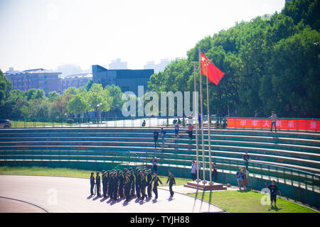 Die militärische Ausbildung von Hunan Universität für Wissenschaft und Technologie Stockfoto