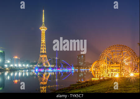 High Definition Bild der Landschaft Nachtaufnahme der Shennong Stadt Zhuzhou Stockfoto