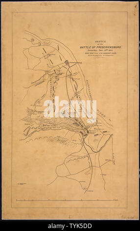 Skizze der Schlacht von Fredericksburg, Samstag, Dezember 13th, 1862, [ein Position der] rechten Flügel, C. S. A., Lt Gl. Jacksons Korps, von Jed. Hotchkiss, T.E., 2. Korps, EIN [rmy]. N [orthern]. Va., [Konföderierten]. Stockfoto