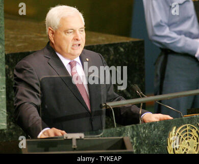 Panama Präsident Ricardo Martinelli Berrocal Adressen der 64. Generalversammlung der Vereinten Nationen am 24. September 2009 in New York City. UPI/Monika Graff Stockfoto