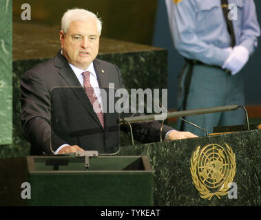 Panama Präsident Ricardo Martinelli Berrocal Adressen der 64. Generalversammlung der Vereinten Nationen am 24. September 2009 in New York City. UPI/Monika Graff Stockfoto