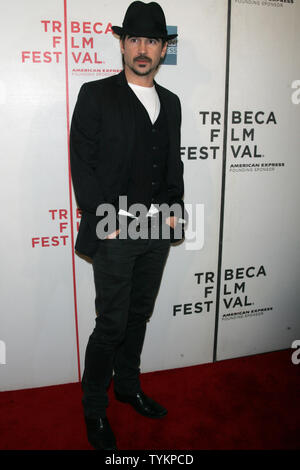 Colin Farrell kommt für das Tribeca Film Festival Premiere von 'Ondine' an BMCC/TPAC in New York am 28. April 2010. UPI/Laura Cavanaugh Stockfoto