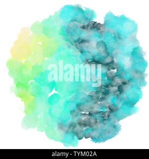 Runde Aquarell Malerei. Aqua Marine, Türkis und Grün. Stockfoto