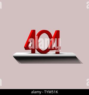 404 Seite nicht gefunden Design Vorlage. Big Red 404 Nummern auf dem Regal. 404 Fehler Seite Konzept. Link zu Non-Existing Domain. Vector Illustration. Stock Vektor