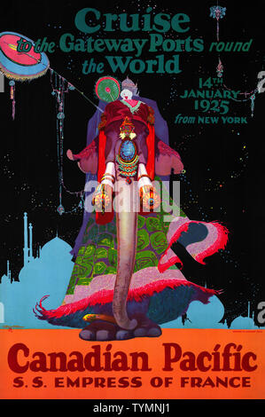 Fahren Sie zu den Tor-Häfen rund um die Welt. Kanadischer Pazifik. Von R. Holling. Veröffentlicht 1924 in Kanada. Stockfoto