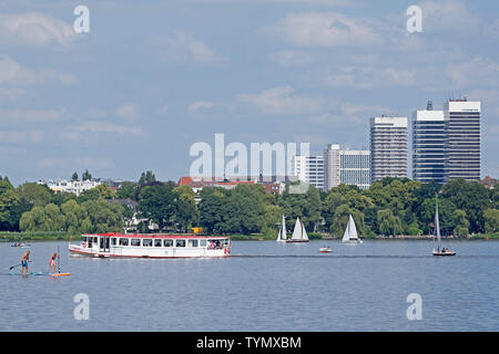 Die Schifffahrt auf der Alster, Hamburg, Deutschland Stockfoto