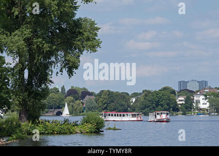 Die Schifffahrt auf der Alster, Hamburg, Deutschland Stockfoto