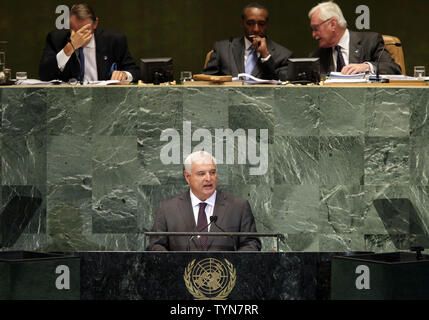 Seine Exzellenz Ricardo Martinelli Berrocal, Präsident der Republik Panama Adressen die Vereinten Nationen auf der 67. Generalversammlung der Vereinten Nationen im UN-Gebäude in New York City am 25. September 2012. UPI/John angelillo Stockfoto