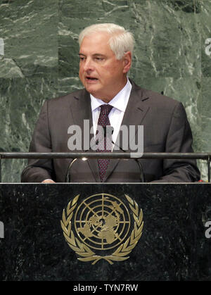 Seine Exzellenz Ricardo Martinelli Berrocal, Präsident der Republik Panama Adressen die Vereinten Nationen auf der 67. Generalversammlung der Vereinten Nationen im UN-Gebäude in New York City am 25. September 2012. UPI/John angelillo Stockfoto