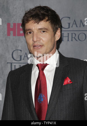 Pedro Pascal kommt auf dem roten Teppich am Spiel der Throne Saison 4 Premiere bei der Avery Fisher Hall im Lincoln Center in New York City am 18. März 2014. UPI/John angelillo Stockfoto