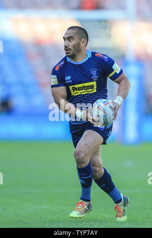 21 Juni 2019, John Smiths Stadion, Huddersfield, England; Betfred Super League, Runde 19, Huddersfield Riesen vs Wigan Warriors; Thomas Leuluai (7) von Wigan Warriors während des Spiels Credit Mark Cosgrove/News Bilder Stockfoto