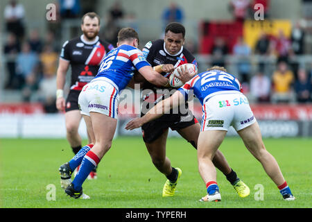 16. Juni 2019, AJ Bell Stadium, Salford, England; Betfred Super League, Runde 18, Salford Rote Teufel vs Wakefield Trintiny; Ben Nakubuwai (18) von Salford Roten Teufel Credit: Richard Long/News Bilder Stockfoto