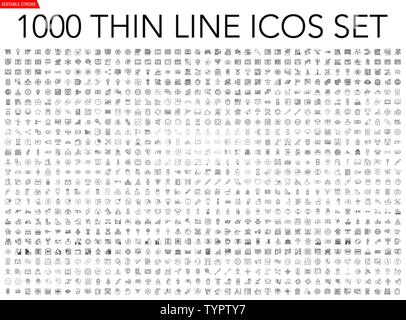 Satz von 1000 dünne Zeile für Symbole Stock Vektor
