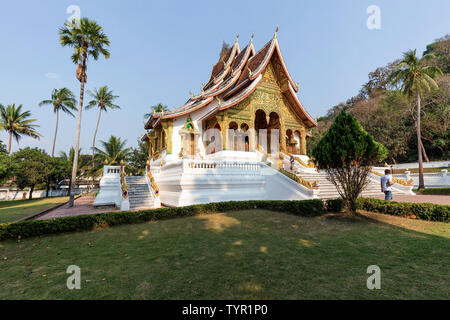 LUANG PRABANG, LAOS - MÄRZ 2019; Haw Pha Bang Tempel Stockfoto