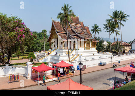 LUANG PRABANG, LAOS - MÄRZ 2019; Haw Pha Bang Tempel Stockfoto