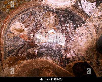 Die frühen christlichen Fresken in den Höhlen von Kappadokien in der Nähe von Göreme, Türkei Stockfoto