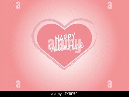Rosa herzen Vektor mit Text Happy Valentine. Es ist pinselstils Stock Vektor