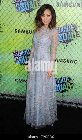 Karen Fukuhara kommt auf dem roten Teppich bei der Weltpremiere von "Suicide Squad" im Beacon Theater am 1. August 2016 in New York City. Foto von Dennis Van Tine/UPI Stockfoto