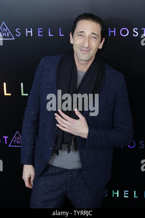 Adrien Brody kommt auf dem roten Teppich an der 'Ghost In The Shell" New York Premiere bei AMC Lincoln Square Theater am 29. März 2017 in New York City. Foto von John angelillo/UPI Stockfoto