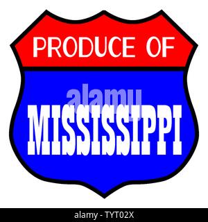 Route 66 Stil Verkehrszeichen mit der Legende des Mississippi zu produzieren Stock Vektor