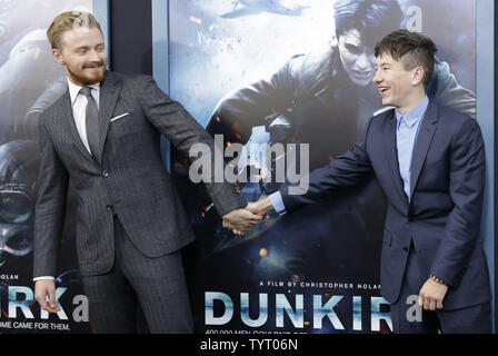 Barry Keoghan und Jack Lowden ankommen auf dem roten Teppich bei der 'DUNKIRK" New York Premiere am 18. Juli 2017 in New York City. Foto von John angelillo/UPI Stockfoto