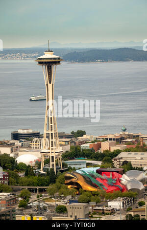 Luftaufnahme der Space Needle, Seattle, Washington State, USA Stockfoto