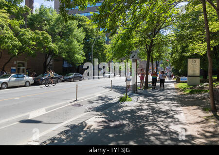 Stolz Teilnehmer von riesigen Menschenmengen sporting Regenbogen Farben Downtown Toronto lebendige und schöne erinnert mich daran, wie glücklich wir sind hier getrennt. Stockfoto