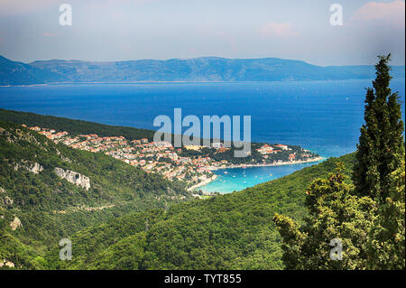 Anzeigen von Labin, Rabac und die Kvarner Bucht, Istrien, Kroatien. Es ist wunderschön sonnigen Tag im Sommer. Stockfoto