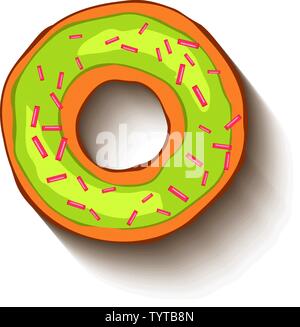 Donut mit grünen Vereisung und süßen Körner Stock Vektor