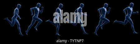 3D-gerenderte Abbildung eines laufenden Mans Stockfoto