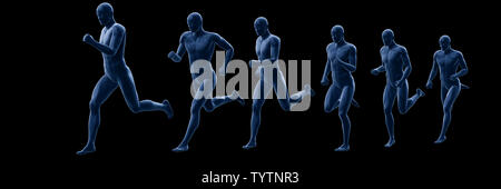 3D-gerenderte Abbildung eines laufenden bemannt Körper Stockfoto